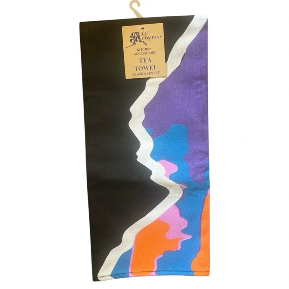 Alaskan Tea Towel featuring colorful sunset NWT